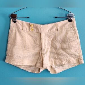 Banana Republic Yellow and White Striped High-Waist Shorts